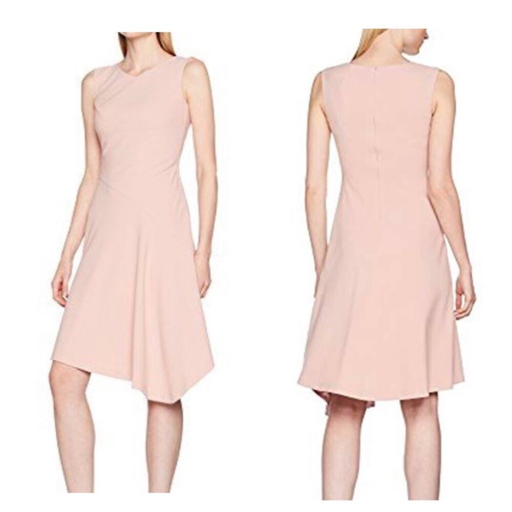 LK Bennett Dr Lenny Rose Sleeveless Asymmetric Hem Knee Length Dress Size 6